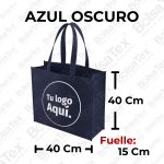 Bolsa ecológica de fuelle en cambrel personalizada color Azul Oscuro
