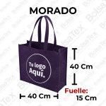 Bolsa ecológica de fuelle en cambrel personalizada color Morado