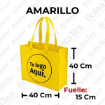 Bolsa ecológica de fuelle en cambrel personalizada color Amarillo