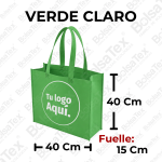 Bolsa ecológica de fuelle en cambrel personalizada color Verde Claro
