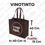 Bolsa ecológica de fuelle en cambrel personalizada color Vinotinto