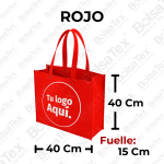 Bolsa ecológica de fuelle en cambrel personalizada color Rojo