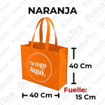 Bolsa ecológica de fuelle en cambrel personalizada color Naranja