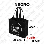 Bolsa ecológica de fuelle en cambrel personalizada color Negro