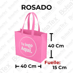 Bolsa ecológica de fuelle en cambrel personalizada color Rosado