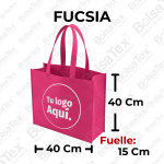 Bolsa ecológica de fuelle en cambrel personalizada color Fucsia