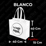 Bolsa ecológica de fuelle en cambrel personalizada color Blanco