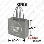 Bolsa ecológica de fuelle en cambrel personalizada color Gris