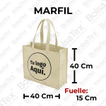 Bolsa ecológica de fuelle en cambrel personalizada color Marfil