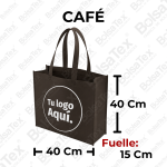 Bolsa ecológica de fuelle en cambrel personalizada color Café