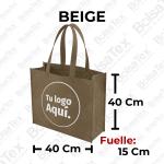 Bolsa ecológica de fuelle en cambrel personalizada color Beige