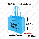 Bolsa ecológica de fuelle en cambrel personalizada color Azul Claro