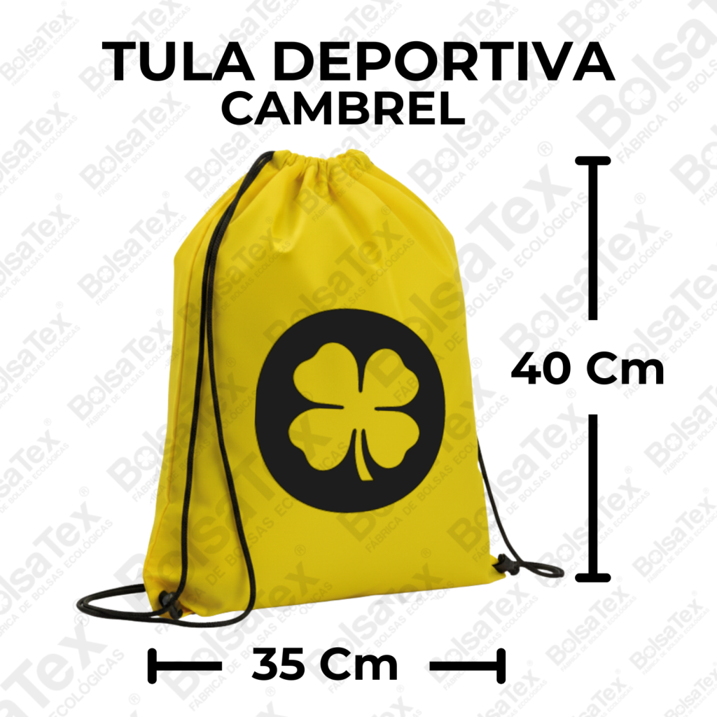 Tula deportiva en cambrel personalizada color amarillo.