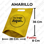 Bolsa troquelada medium con fuelle en cambrel personalizada color amarillo