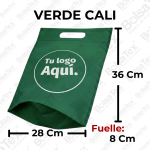 Bolsa troquelada medium con fuelle en cambrel personalizada color verde cali