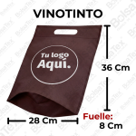 Bolsa troquelada medium con fuelle en cambrel personalizada color vinotinto