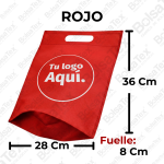 Bolsa troquelada medium con fuelle en cambrel personalizada color rojo