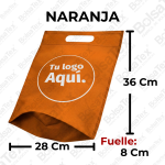 Bolsa troquelada medium con fuelle en cambrel personalizada color naranja