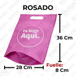 Bolsa troquelada medium con fuelle en cambrel personalizada color rosado