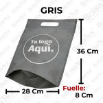 Bolsa troquelada medium con fuelle en cambrel personalizada color gris