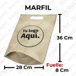 Bolsa troquelada medium con fuelle en cambrel personalizada color marfil