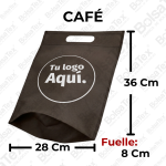 Bolsa troquelada medium con fuelle en cambrel personalizada color cafe