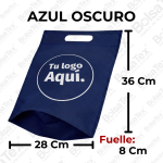 Bolsa troquelada medium con fuelle en cambrel personalizada color azul oscuro
