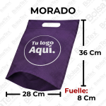 Bolsa troquelada medium con fuelle en cambrel personalizada color azul morado