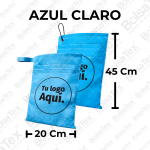 Bolsa ecológica para carro en tela cambrel azul claro de 20 x 45 cm personalizable.