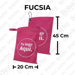Bolsa ecológica para carro en tela cambrel color fucsia de 20 x 45 cm personalizable.