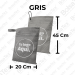 Bolsa ecológica para carro en tela cambrel color gris de 20 x 45 cm personalizable.