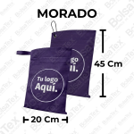 Bolsa ecológica para carro en tela cambrel color morado de 20 x 45 cm personalizable.