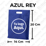 Bolsa troquel mini ecológica en cambrel color azul rey de 14 x 20 cm personalizable con logo empresarial.