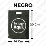 Bolsa troquel mini ecológica en cambrel color negro de 14 x 20 cm personalizable con logo empresarial.