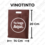 Bolsa troquel mini ecológica en cambrel color vinotinto de 14 x 20 cm personalizable con logo empresarial.