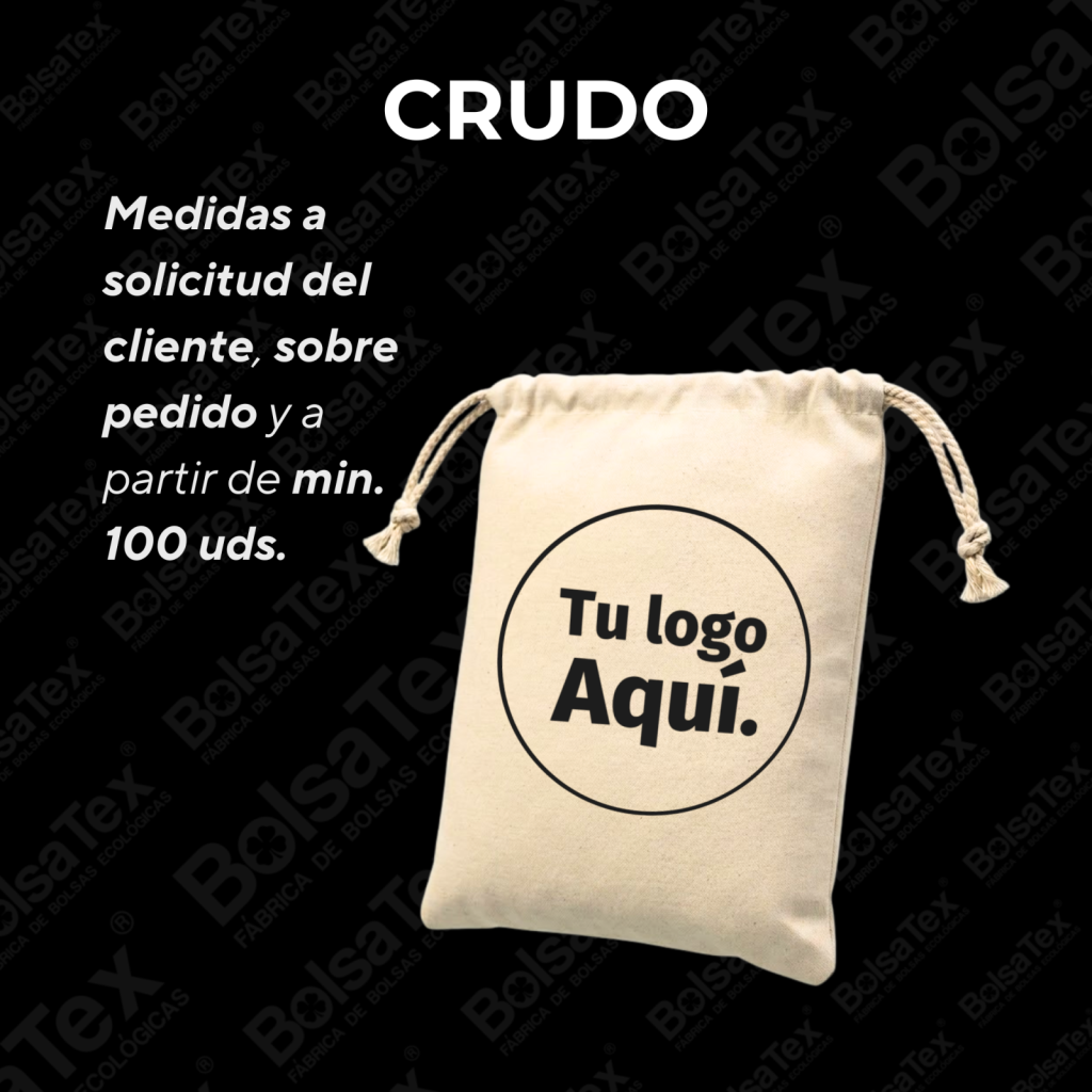 Bolsa con cierre de cordón en lienzo personalizada color crudo