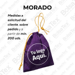 Bolsa con cierre de cordón en cambrel personalizada color morado