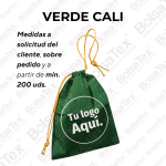 Bolsa con cierre de cordón en cambrel personalizada color verde cali