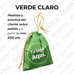 Bolsa con cierre de cordón en cambrel personalizada color verde claro