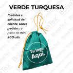 Bolsa con cierre de cordón en cambrel personalizada color verde turquesa