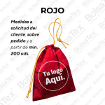 Bolsa con cierre de cordón en cambrel personalizada color rojo