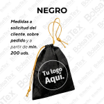 Bolsa con cierre de cordón en cambrel personalizada color negro