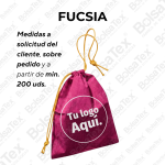 Bolsa con cierre de cordón en cambrel personalizada color fucsia