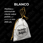 Bolsa con cierre de cordón en cambrel personalizada color blanco