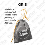 Bolsa con cierre de cordón en cambrel personalizada color gris