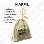 Bolsa con cierre de cordón en cambrel personalizada color marfil