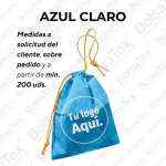 Bolsa con cierre de cordón en cambrel personalizada color azul claro